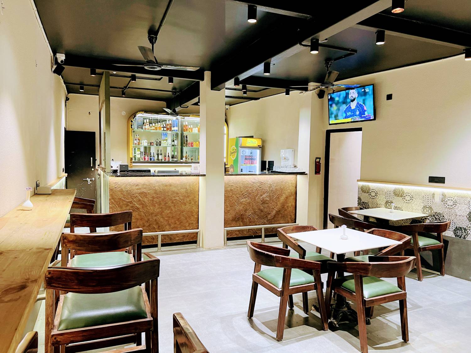 The Cork restaurant and bar seating