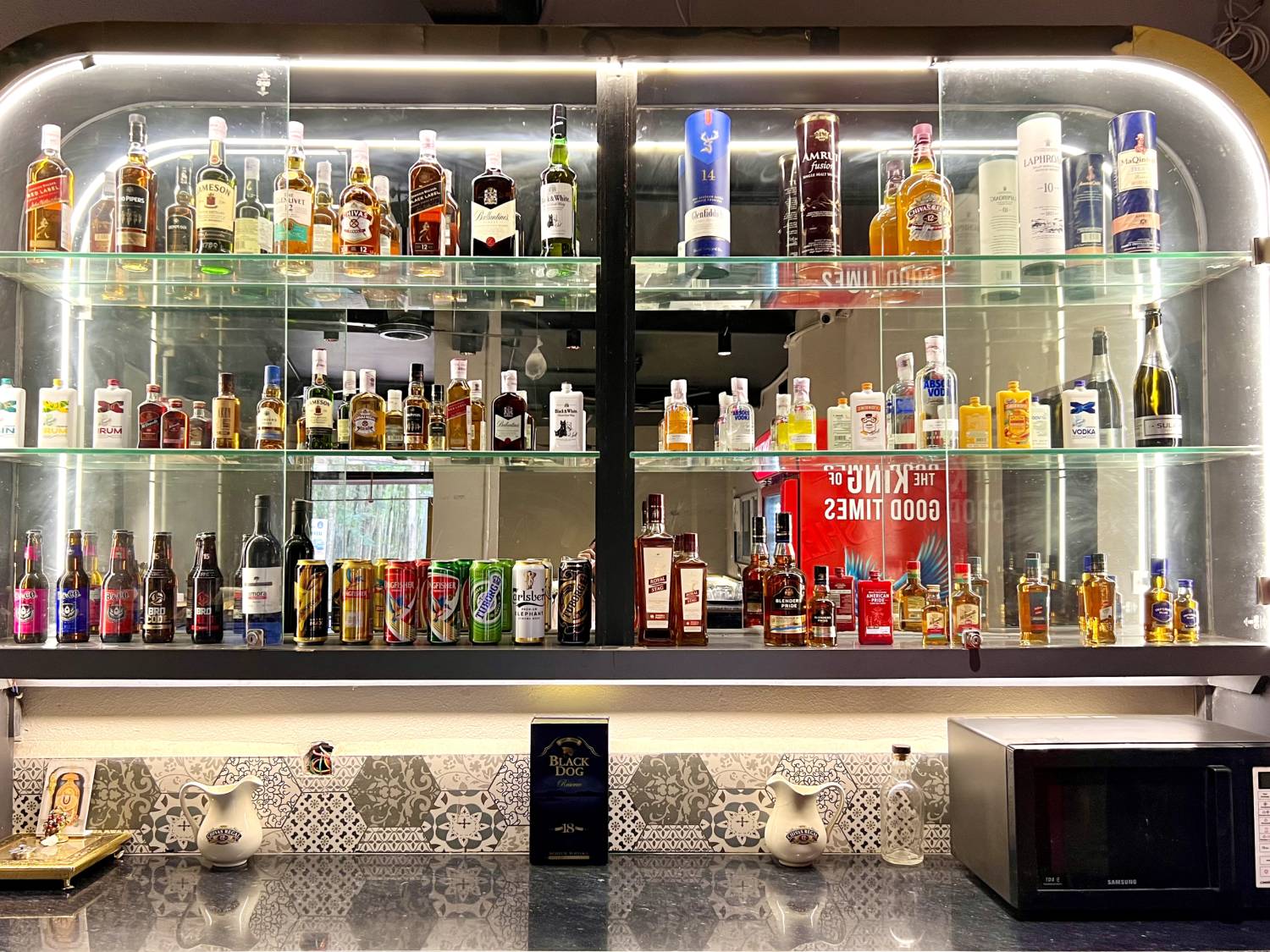 The Cork bar setup